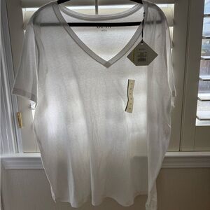Ava & Viv White Cotton V-Neck Short Sleeve Tee Soft NWT 2X